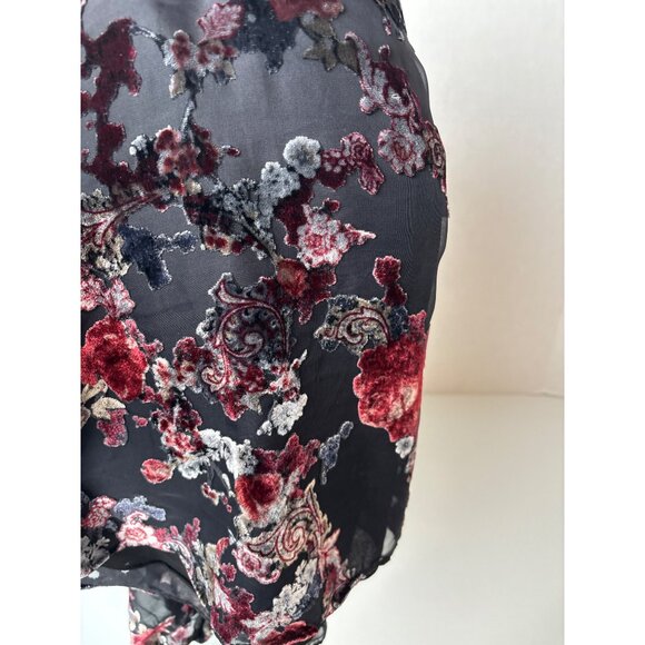 White House Black Market Cold Shoulder Floral Size 8 Velvet Burnout Whimisgoth - Picture 9 of 10